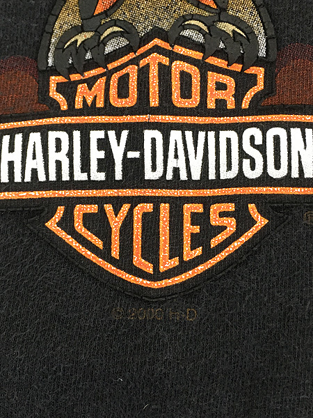 古着 90s USA製 HARLEY DAVIDSON イーグル シールド＆バー 発泡 プリント Tシャツ L 古着_画像5