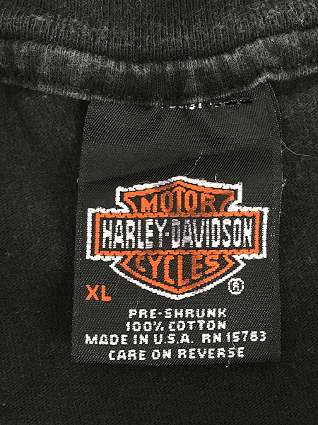 古着 90s USA製 HARLEY DAVIDSON イーグル シールド＆バー 発泡 プリント Tシャツ L 古着_画像6