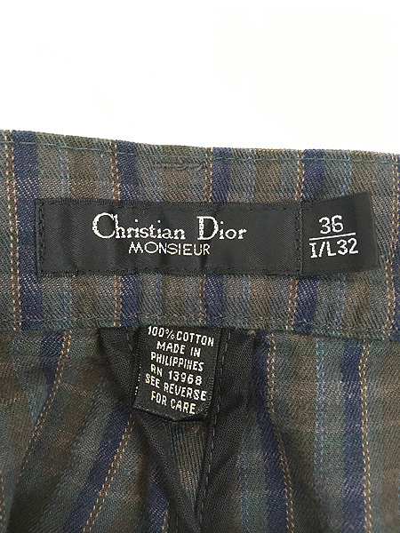 古着 Christian Dior トラッド チェック タック スラックス パンツ テーパード W37 L31 古着_画像7