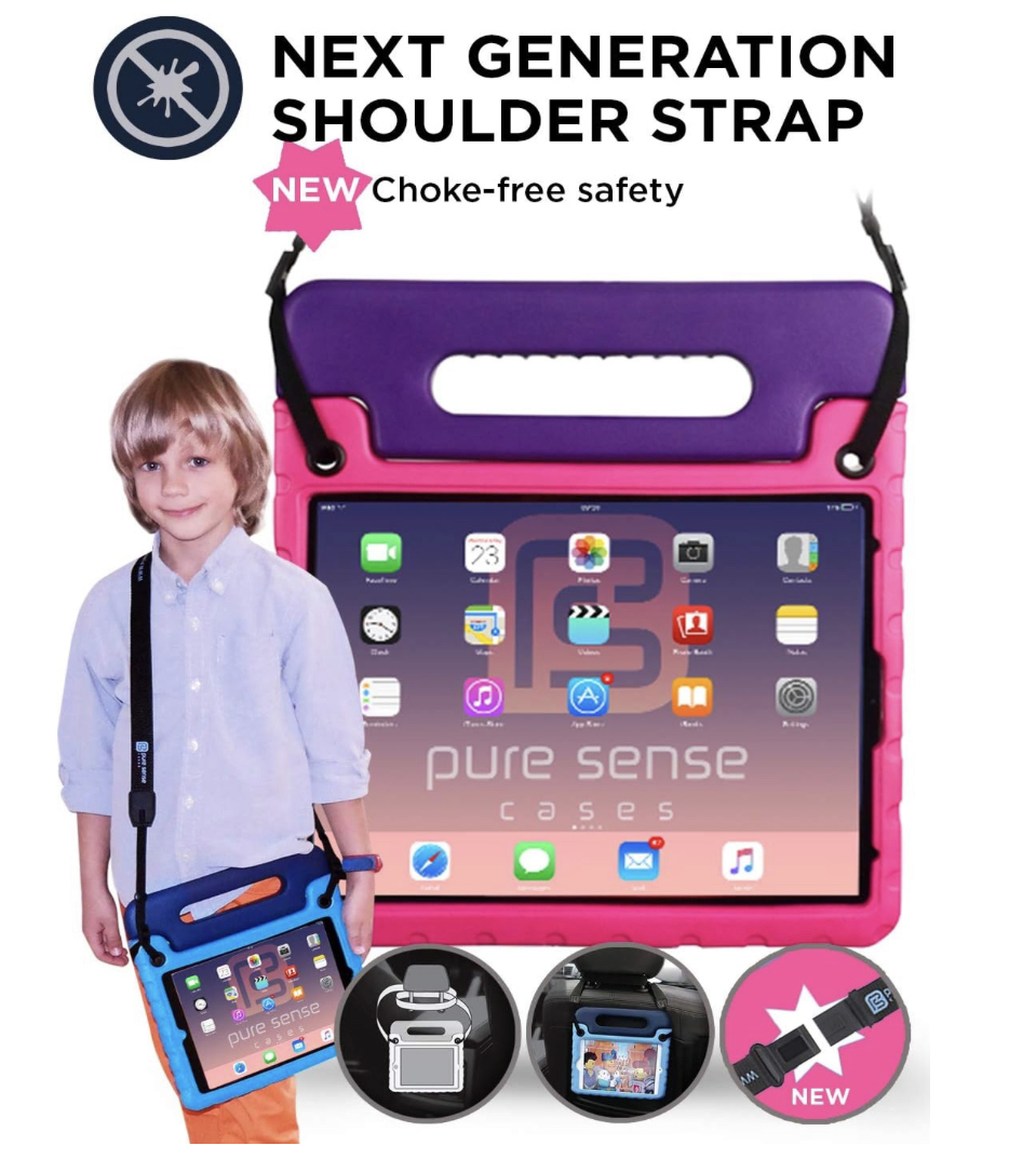 4.5千円 iPad Pro 保護ケース おしゃれに肩かけ！iPad Pro 11 ケース 斜めがけ可 ショルダーストラップ付 軽量 ピンク 子供_画像1