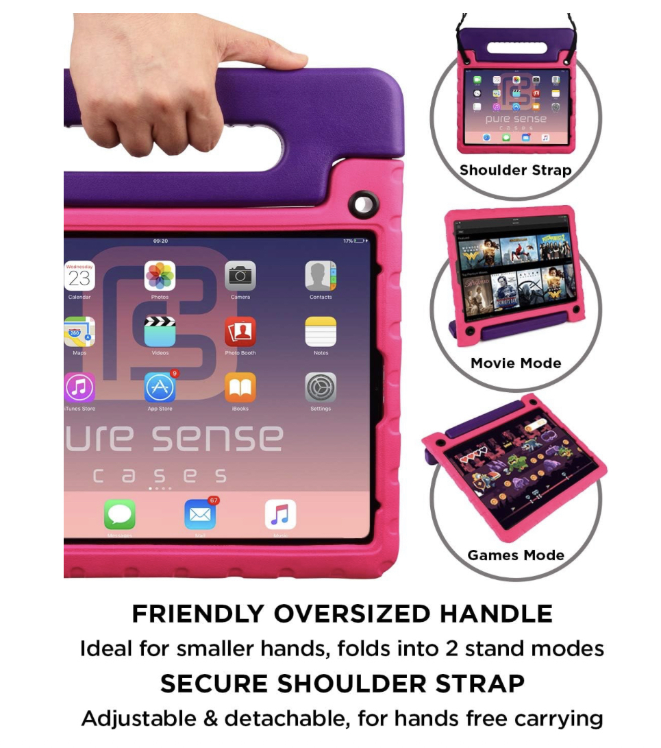 4.5千円 iPad Pro 保護ケース おしゃれに肩かけ！iPad Pro 11 ケース 斜めがけ可 ショルダーストラップ付 軽量 ピンク 子供_画像9