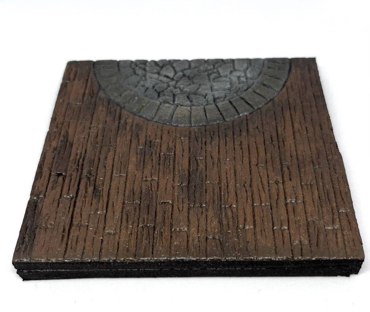 ジオラマベース　木目と石畳の床　ミニジオラマベース　ハンドメイド_画像2