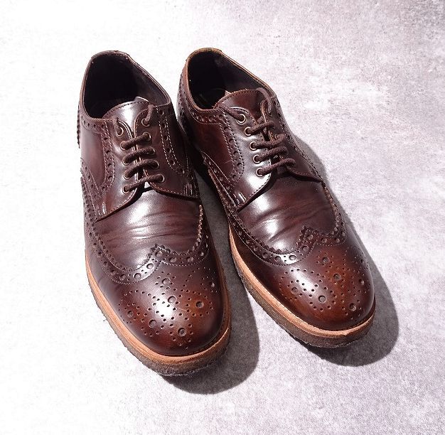 Paul Smith ポールスミス ウイングチップ レザーシューズ イタリア製 革 短靴 クレープソール ダークブラウン メンズ (43) こげ茶 ●o-558