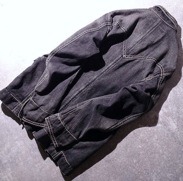 Levi’s リーバイス 70904 USED加工 ブラック デニムジャケット カバーオール ワーク ダメージ加工 メンズ (L) 黒　●o-523_画像8