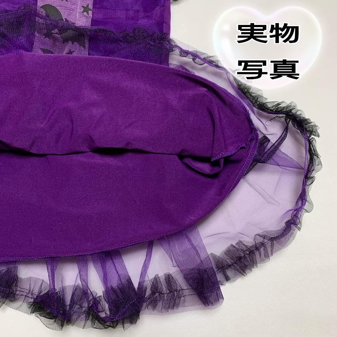セール！ ハロウィン ドラキュラ コスチューム 110 魔女 コスプレ 仮装 女の子 子供 紫 ワンピース カチューシャセット a