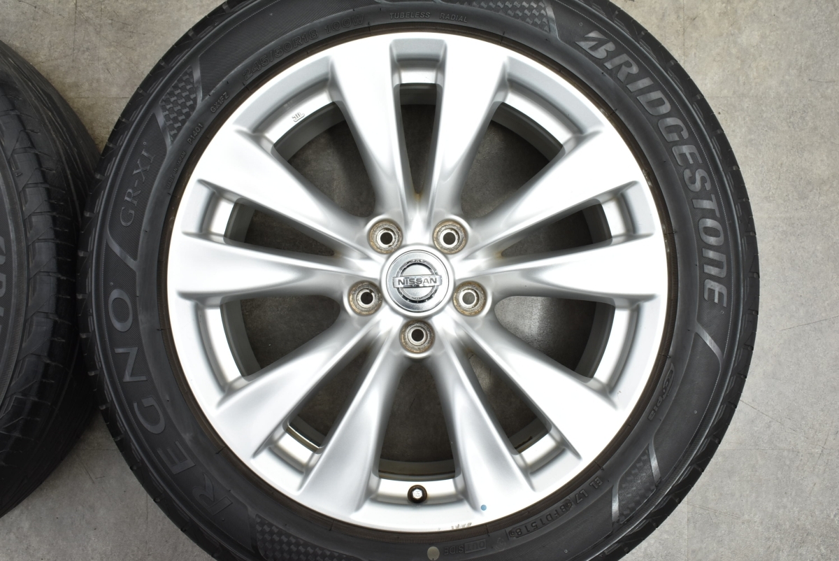 【程度良好品】ニッサン Y51 フーガ 純正 18in 8J +43 PCD114.3 ブリヂストン レグノ GR-XI 245/50R18 シーマ プラウディア 流用 即納可能_画像3