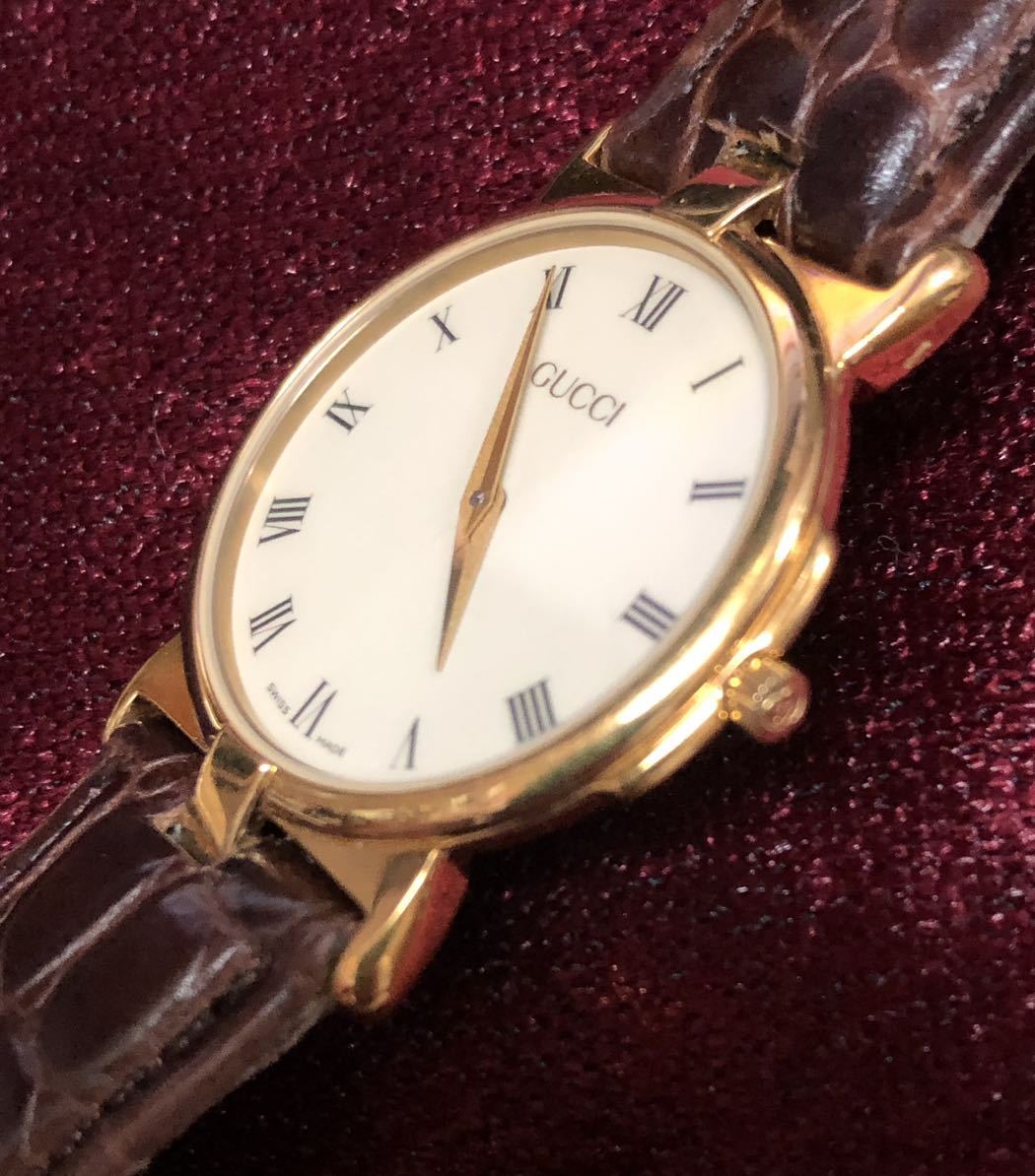 未使用品】 GUCCI ♪ 稼働品 希少 グッチ アンティーク(管理KT244