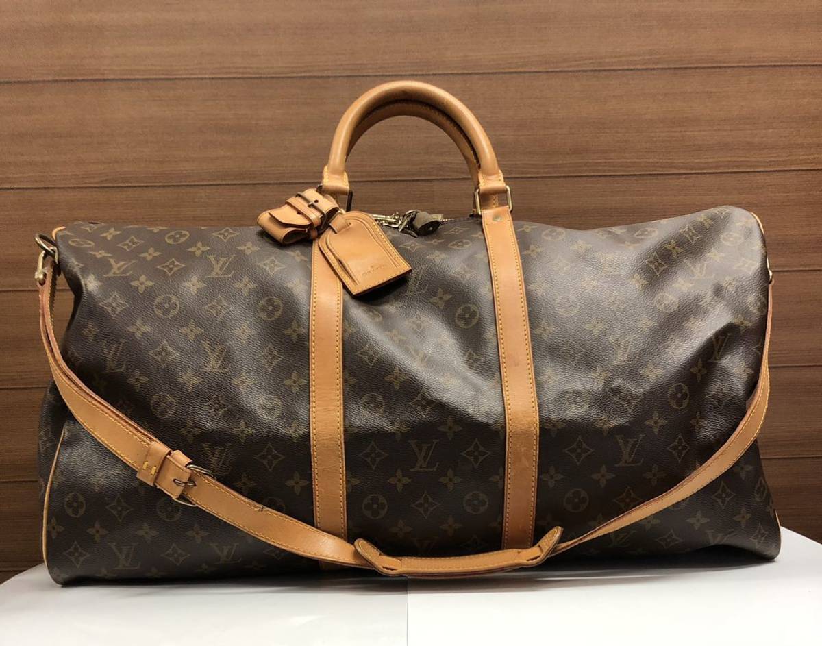 LOUIS VUITTON ルイヴィトン ♪ モノグラム キーポル60 ボストンバッグ 旅行バッグ ショルダー紐 ネームタグ 南京錠付 （管理K7777）_画像1