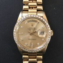 ロレックス ROLEX ★ デイデイト 18238 金無垢 18金 ダイヤモンド 自動巻 約133g DAY DATE メンズ 腕時計 動作良好 正規(guī)品 18K 金 K18