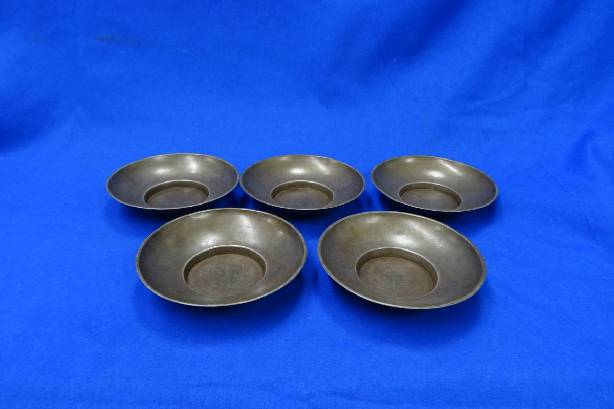 錫製茶托5客茶道具間村自造煎茶道具| JChere雅虎拍卖代购