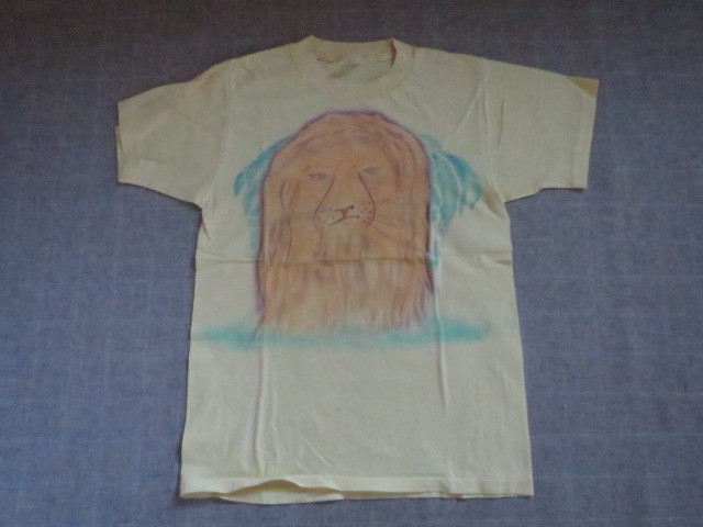 USA製 ビンテージ ７０S エアブラシ ライオン コットン Tシャツ VINTAGE 古着 アメカジ ハンドペイント M ヒッピー EAST WEST PETER MAX_画像2