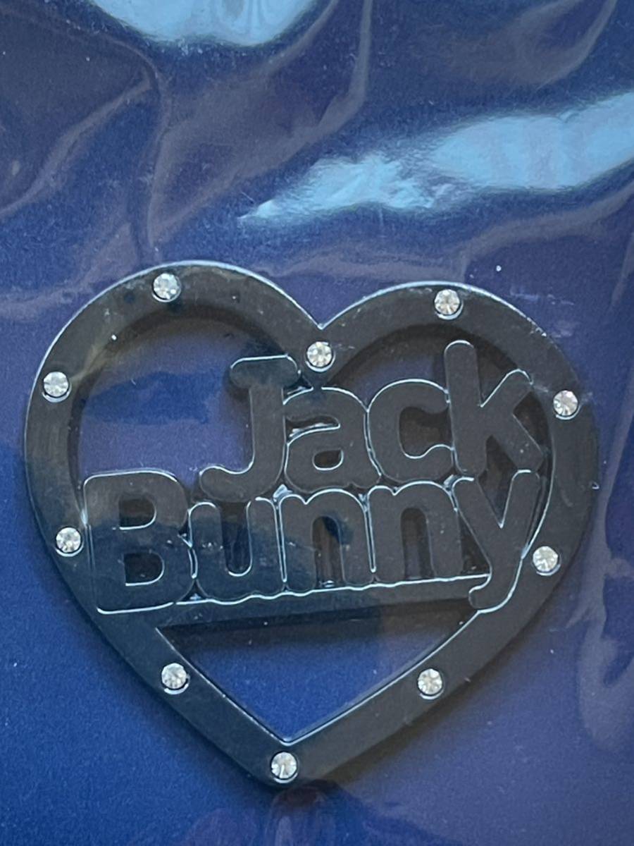 送料無料ジャックバニーbyパーリーゲイツROUND BIGマーカーハート型Jack Bunny型抜きキラキラ装飾付メタリックBlack unisex(お買得)新品の画像2