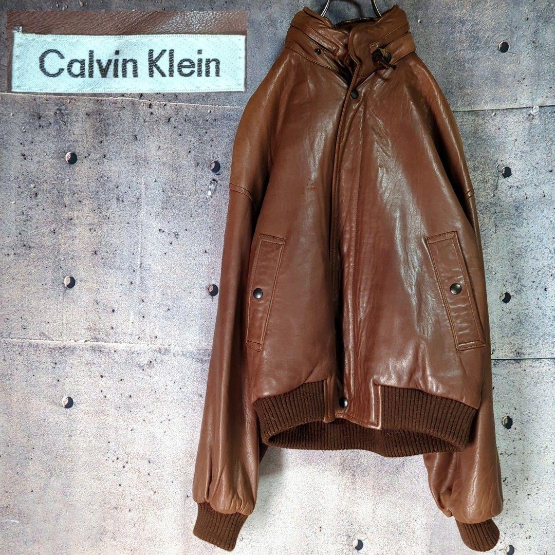 最高 Calvin Klein 革ジャン アウター ドロップショルダー レザー