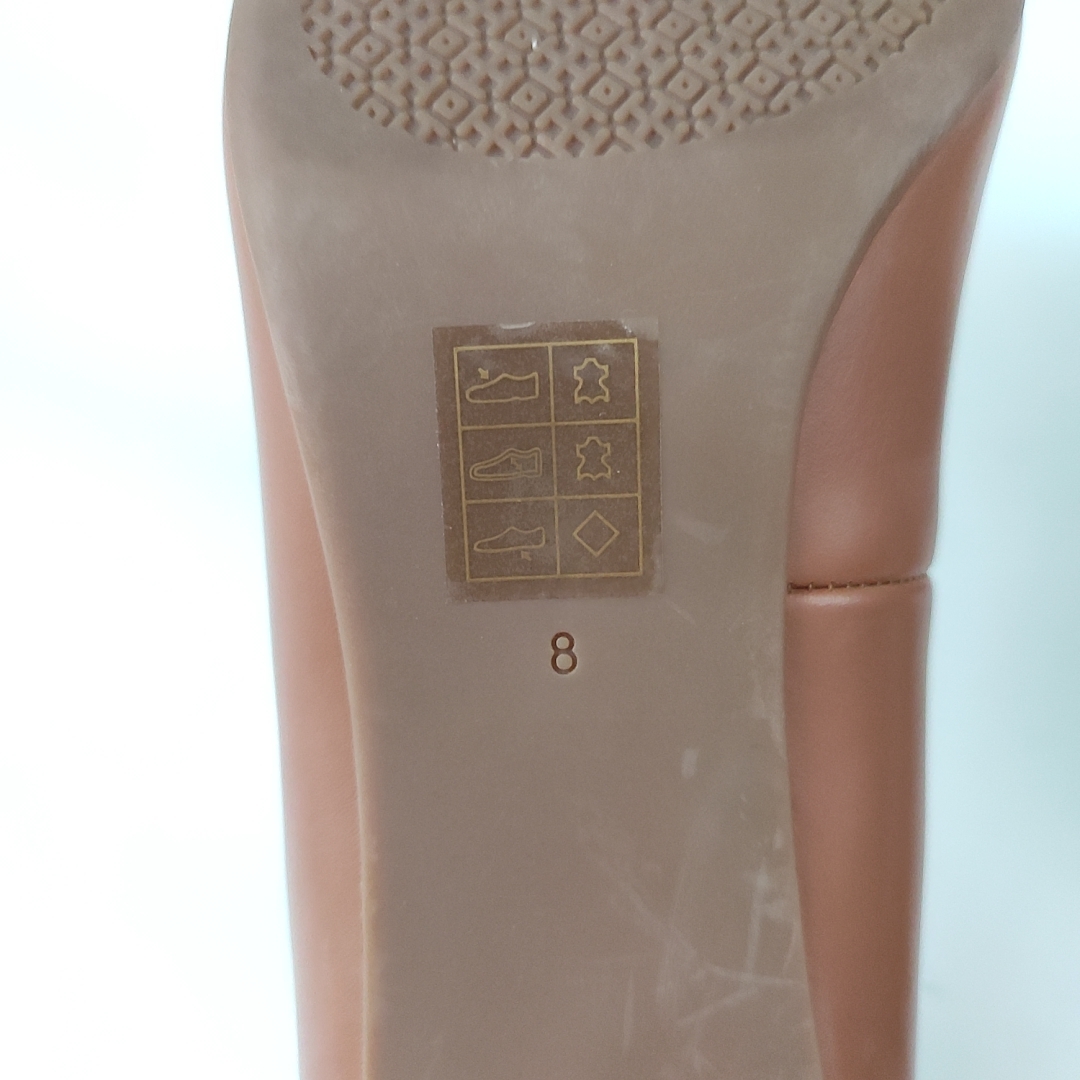 TORY BURCH トリーバーチ ヒール パンプス 8 レザー ブラウン 茶 h37_画像8