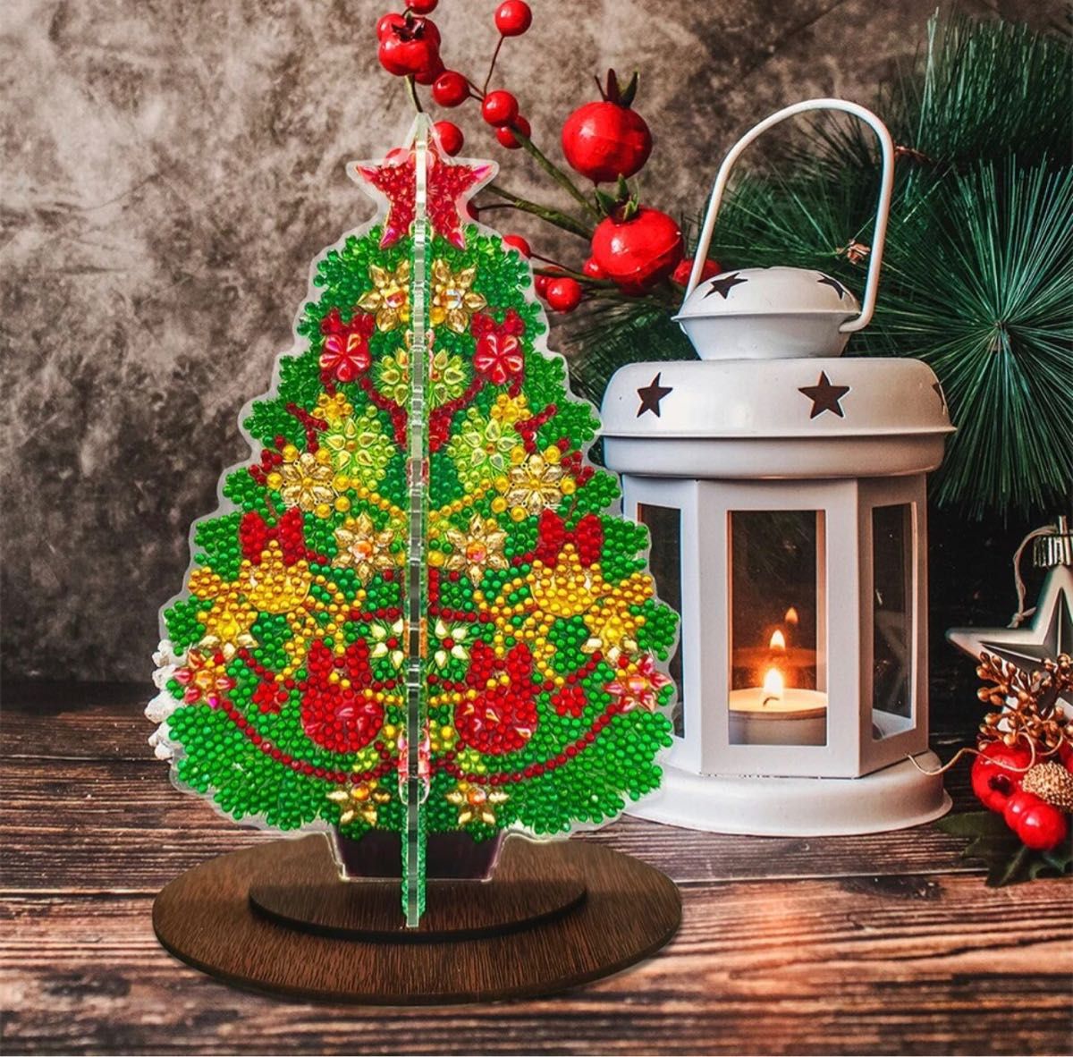 ダイヤモンドアート クリスマスツリー 立体的 リースタイプ ミニツリー クリスマスツリー