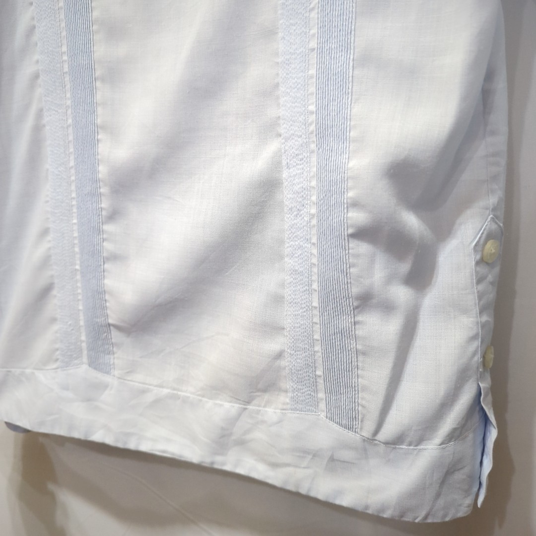 【送料370円】ヴィンテージ RAMON PUIG キューバシャツ メンズ 44 長袖シャツ リネン メキシコ製 Vintage ビンテージ 刺繍_画像8
