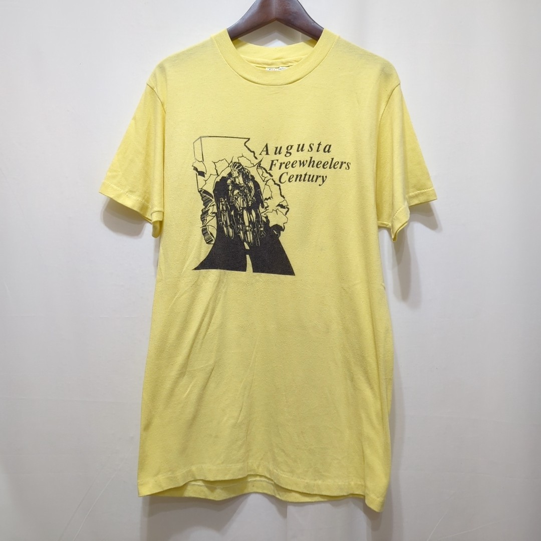 【送料370円】80年代 ヘインズ Hanes プリントTシャツ メンズ M 半袖 ヴィンテージ ビンテージ 80s Vintage イエロー 黄色_画像1