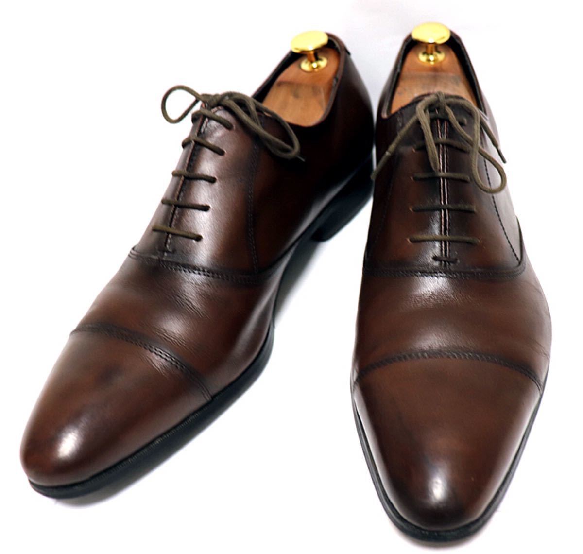 [良品] SUIT SELECT 26.5㎝　ビジネスシューズ ストレートチップ ブラウン　高級靴　本革　フォーマル　紳士靴　メンズ　ドレス　送料無料