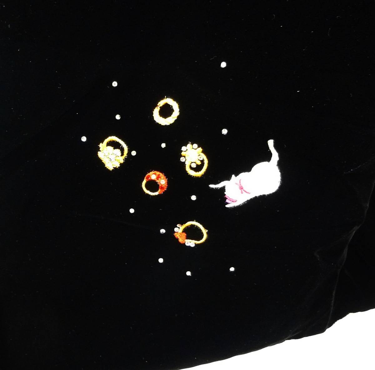 《ジャムルK》Qko8-36 ◆送料無料◆ tsumori chisato ツモリチサト 着物ショール 和装小物 黒 猫柄 成人式 振袖 羽織 昭和レトロ_画像7