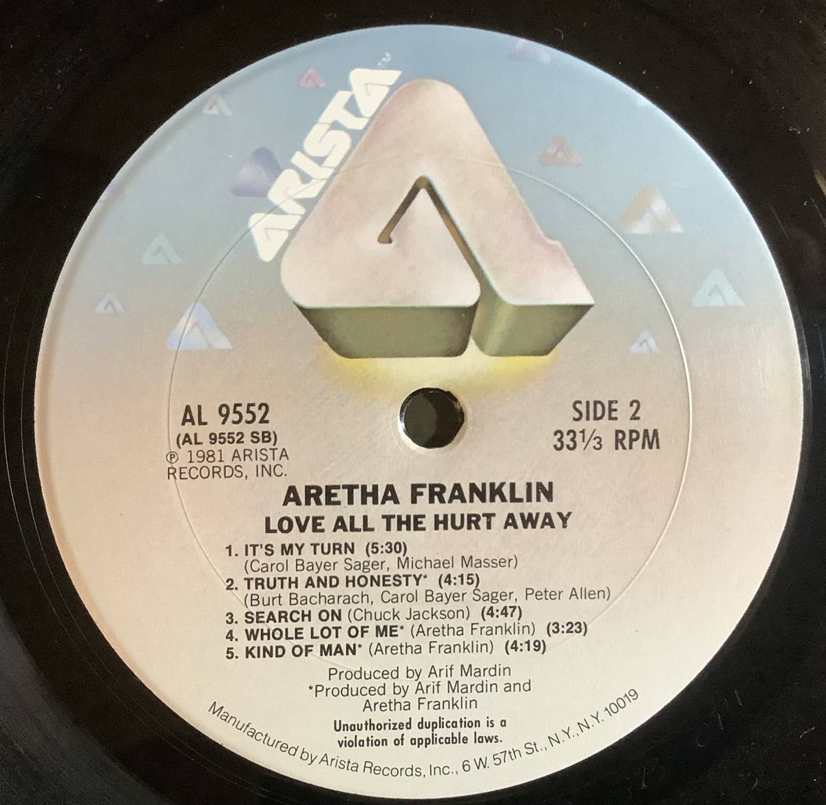 【送料無料】【1981 US Original】Aretha Franklin - Love All The Hurt Away LP シュリンク_画像6