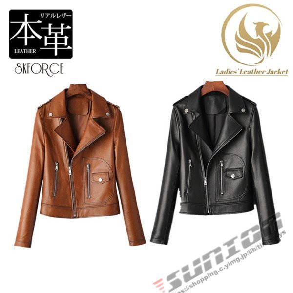  original leather jacket autumn winter sheep leather rider's jacket bike wear lady's leather jacket lai DIN g jacket outer ram leather 