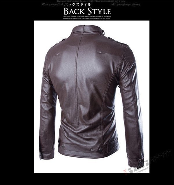  leather jacket leather jacket men's reverse side nappy flight jacket bike PU rider's jacket casual leather coat large .