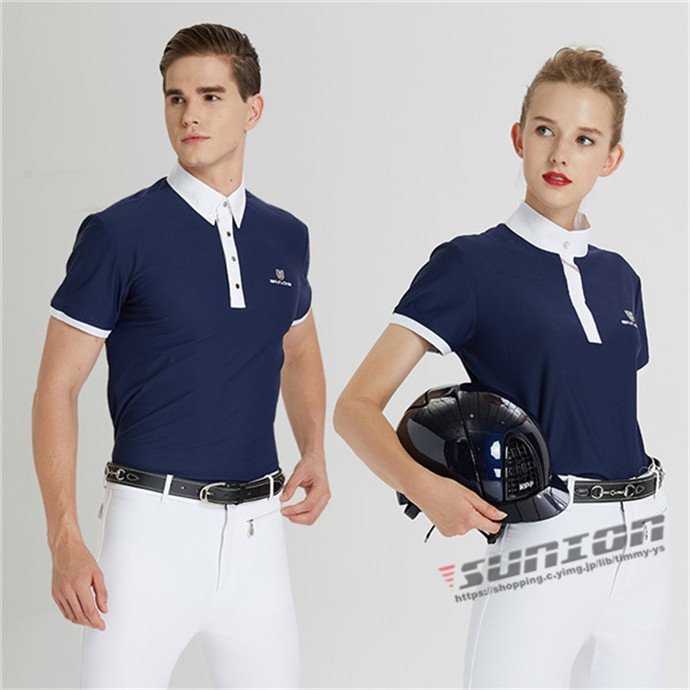  horse riding supplies horse riding wear short sleeves shirt show shirt horse riding for polo-shirt man and woman use competition for competition harness horse horse riding for spring summer 