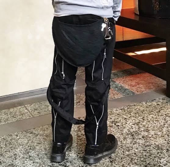PEEL&LIFT(ピールアンドリフト)black satin bondage trousers modern