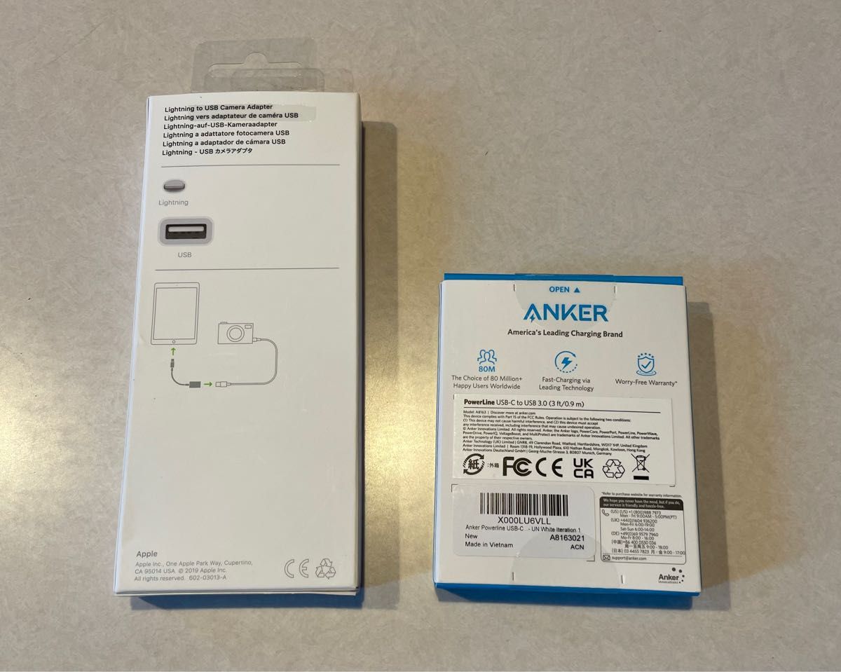 Apple 純正品 Lightning - USBカメラアダプタ & Anker USB Type C ケーブル ２点セット売り