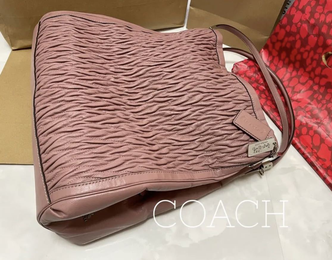 高速配送 美品 COACH コーチ ショルダーバッグ ハンドバッグ シルバー