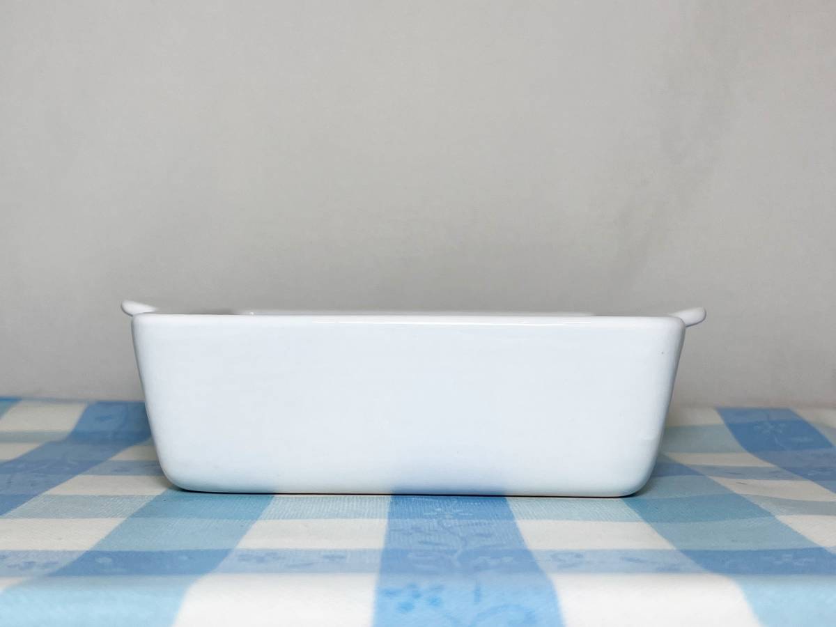 ☆新品未使用　洋食屋さんの 耳つき グラタン皿 ホワイト 2枚セット シンプル スクエア皿 トースターサイズ スタック _画像3