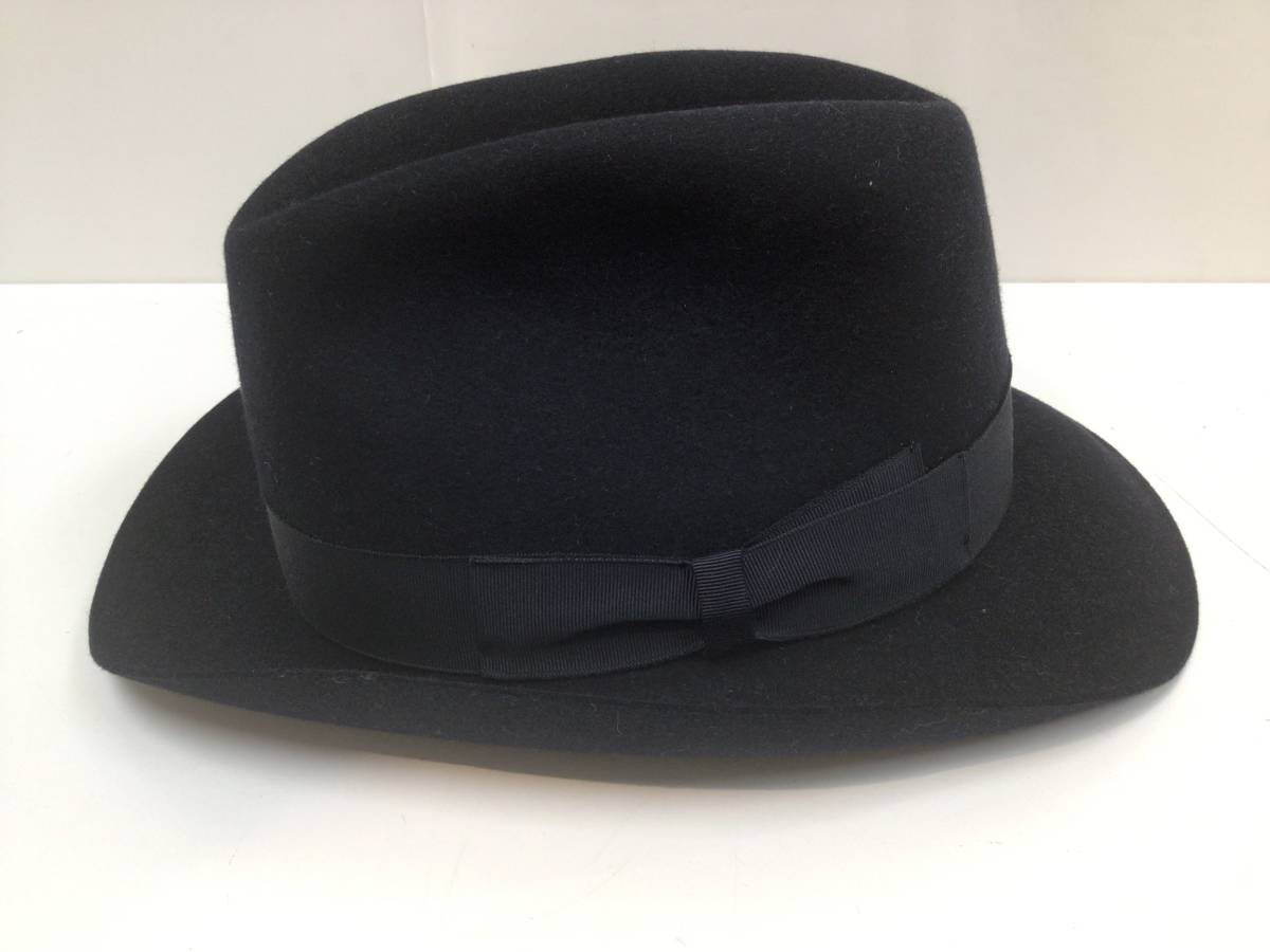 受注生産品】 ネイビー (サイズ57) ハット 中折れ 兎 ラビット ファー