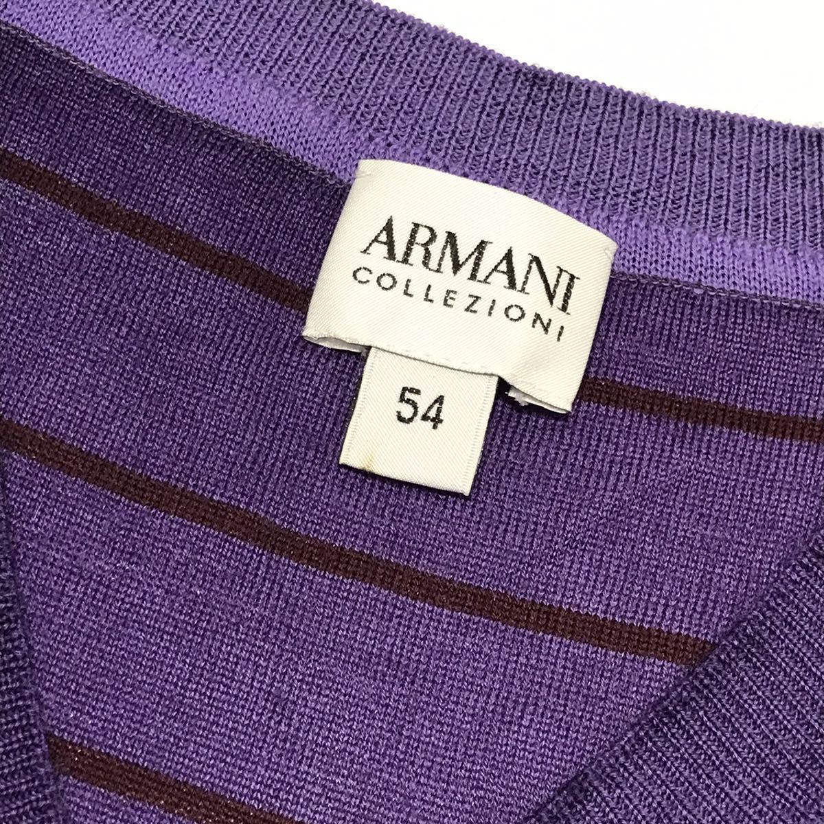 【アルマーニコレッツォーニ】本物 ARMANI COLLEZIONI 長袖Tシャツ Vネック ニット セーター トップス サイズ54 ウール100% 男性用 メンズ_画像4