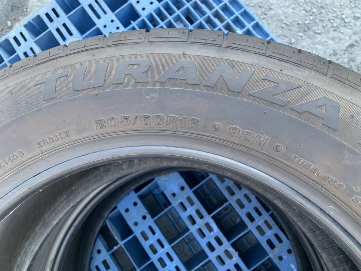 バリ山 205/60R16 ブリヂストン TURANZA ER33 製造年数21×2 残溝約6.0 6.8㎜ 2本セット MADE IN JAPAN_画像1