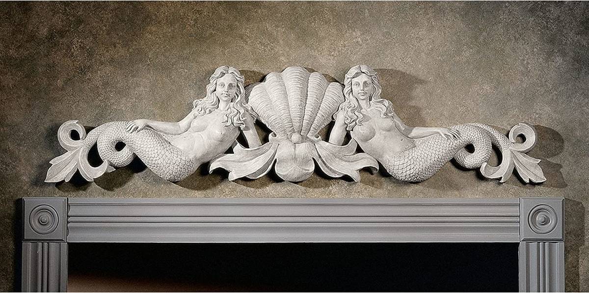 人魚の壁掛け 室内置物彫刻マーメイドオブジェ壁飾りインテリア家具洋風オーナメント西洋風アクセント装飾クラシックデコレーション雑貨