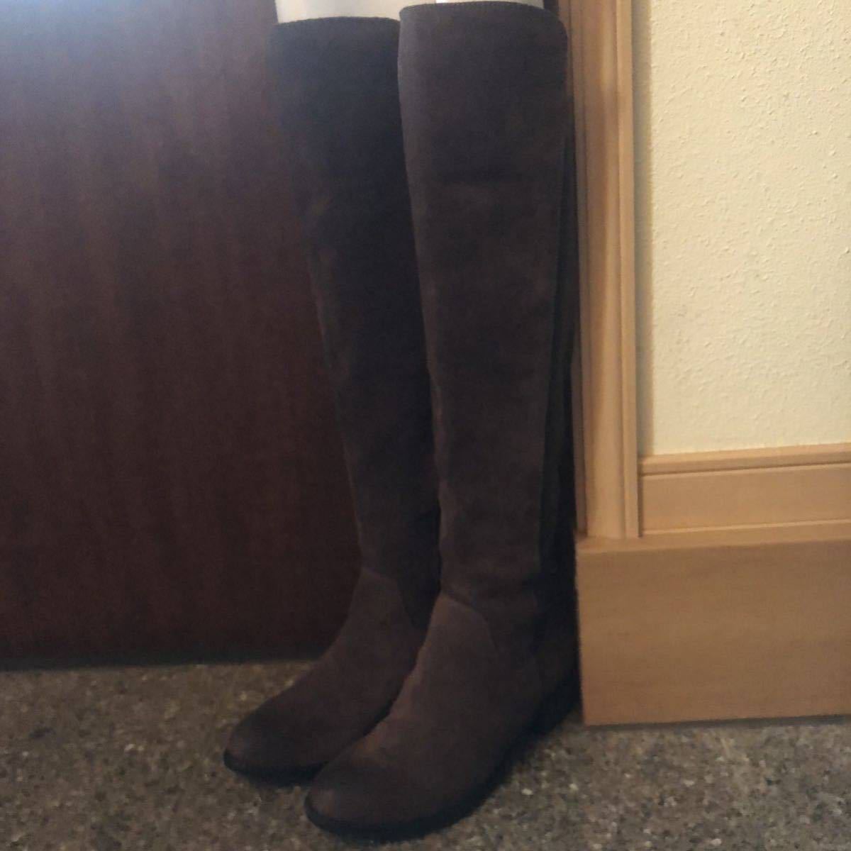  knee high boots 24cm Brown lady's suede style 