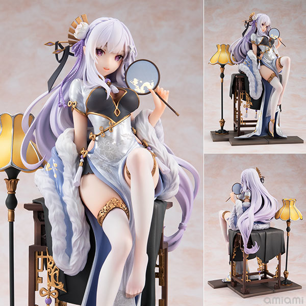 新品未開封　ゼロから始める異世界生活エミリア、レム優雅美人２体　1/7スケール　美少女　かわいい　チャイナドレス　美乳　フィギュア_画像5