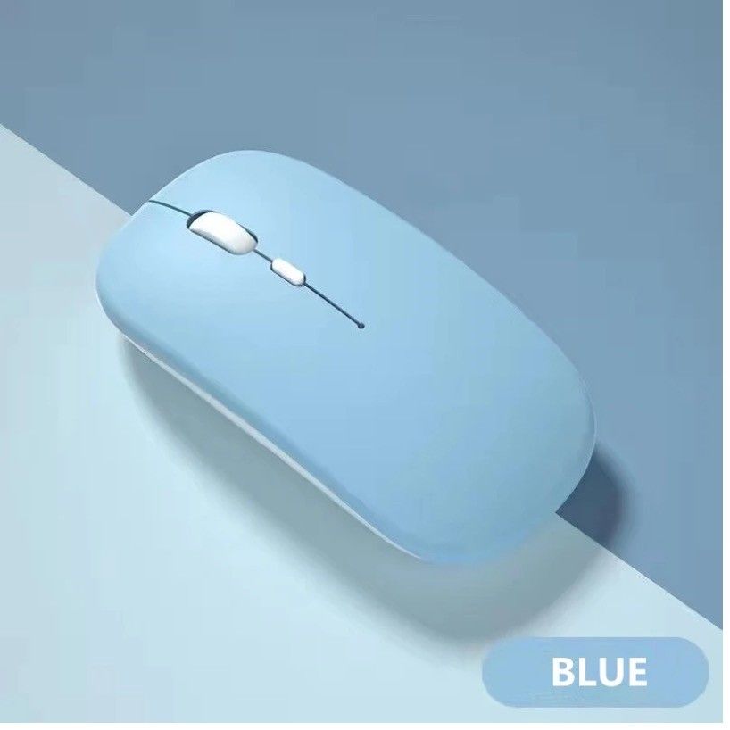 micro USB充電式 デュアルワイヤレスマウス（Bluetoothと2.4GHz）4ボタン サイレントクリック【色】水色