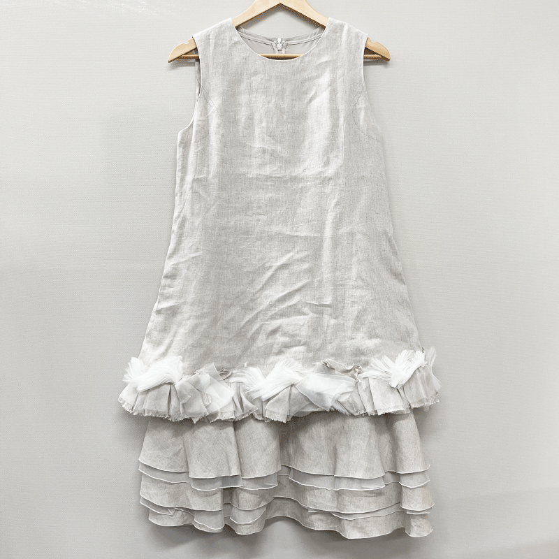 【YU-120】 中古　FOXEY/フォクシー　Linen Princess リネン プリンセス ノースリーブ ワンピース　日本製　レディース 38