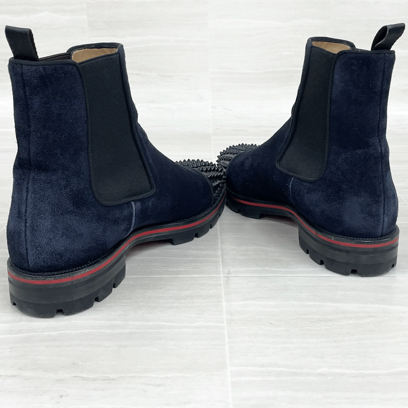 【N A30】 袋付き・中古　Christian Louboutin/ルブタン　スパイク サイドゴア ブーツ　ショート ブーツ　ネイビー　メンズ 43 （約28cm）_画像8