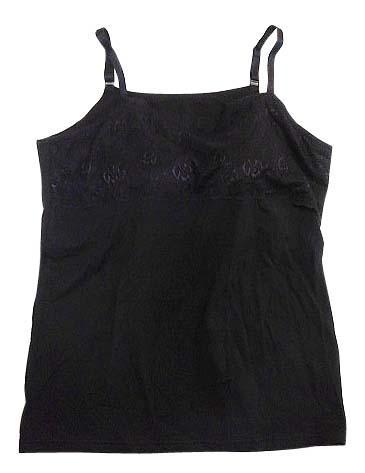 SI3683* new goods camisole 6L size cotton . side neat . origin race attaching black black postage 350 jpy 