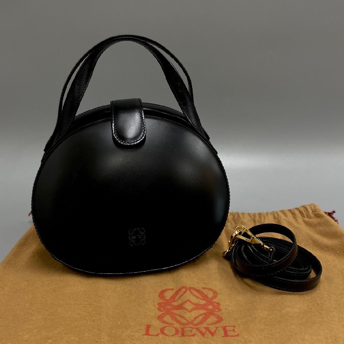 1円 極 美品 袋付 LOEWE ロエベ アナグラム ロゴ カーフレザー 本革