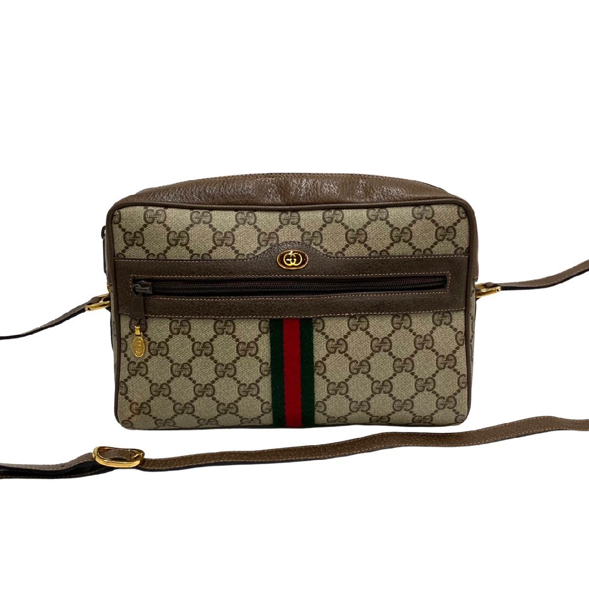 最安 GUCCI 袋付 ほぼ未使用 グッチ 31001 茶 ポシェット ショルダー