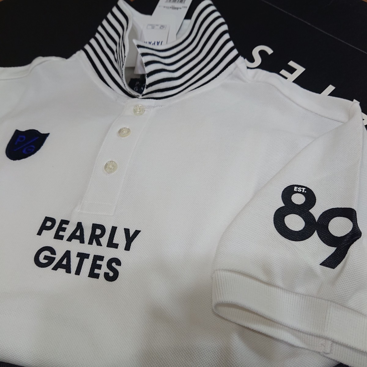 【新品正規品■18,700円】PEARLYGATES★ パーリーゲイツ / 半袖カノコ 2段ロゴポロシャツ/ サイズ(４), M /カラー 白/オールシーズン大活躍_画像2