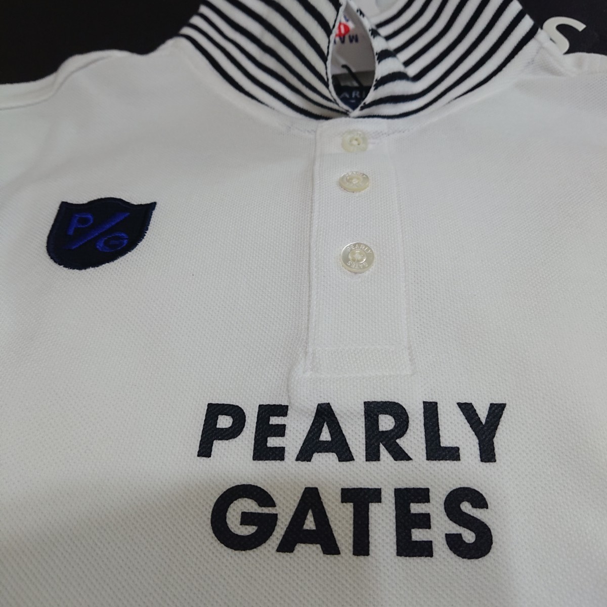 【新品正規品■18,700円】PEARLYGATES★ パーリーゲイツ / 半袖カノコ 2段ロゴポロシャツ/ サイズ(４), M /カラー 白/オールシーズン大活躍の画像3