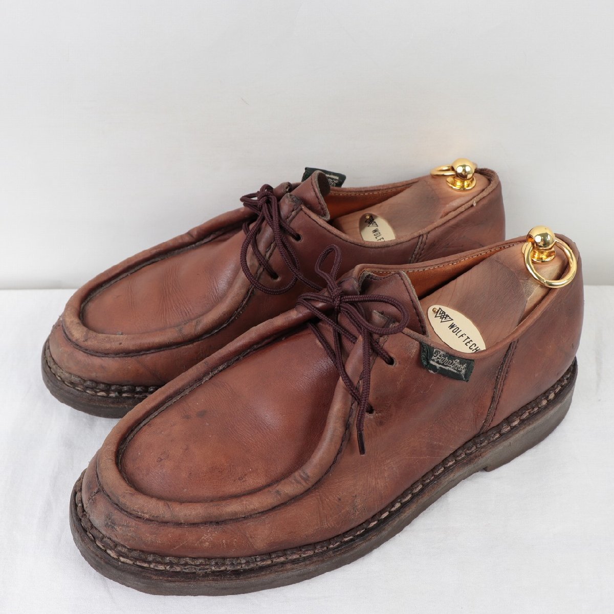 パラブーツ 42 G /26.5cm 前後 90's デカタグ Paraboot MICHAEL ミカエル ブラウン 茶フランス製 ヴィンテージ 本革 中古 ds3791