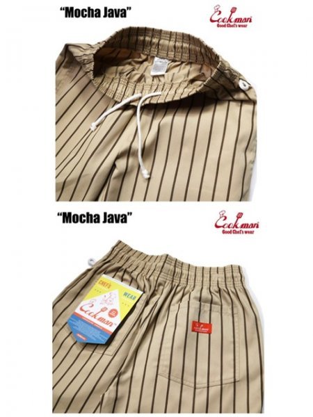 送料0 【COOKMAN】クックマン Chef Pants シェフパンツ Mocha Java 231-32863 -M 男女兼用 ストライプ カフェモカ イージーパンツ 西海岸の画像4