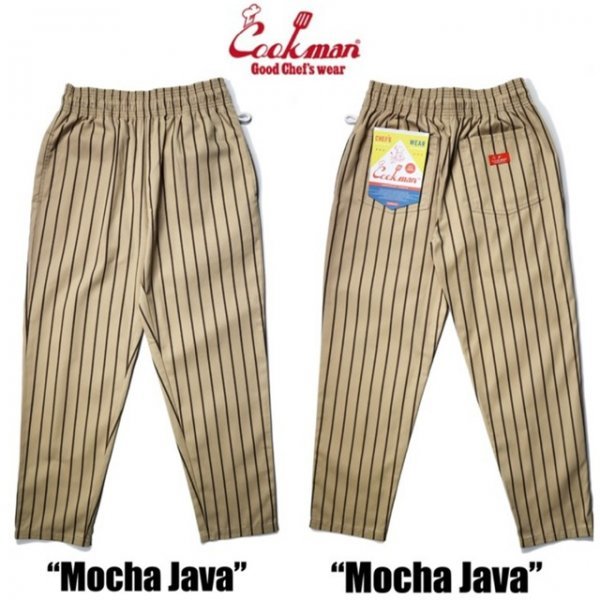 送料0 【COOKMAN】クックマン Chef Pants シェフパンツ Mocha Java 231-32863 -M 男女兼用 ストライプ カフェモカ イージーパンツ 西海岸の画像3