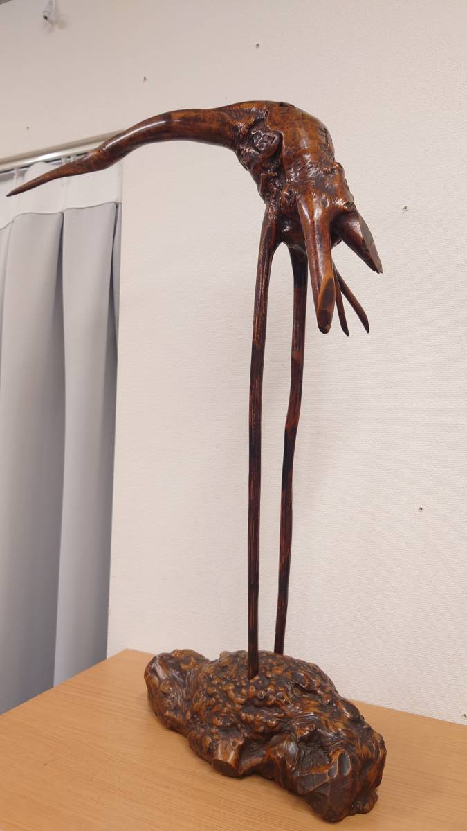 木製　鶴の置物 オブジェ 民芸品 古美術 アンティーク インテリア　縁起物