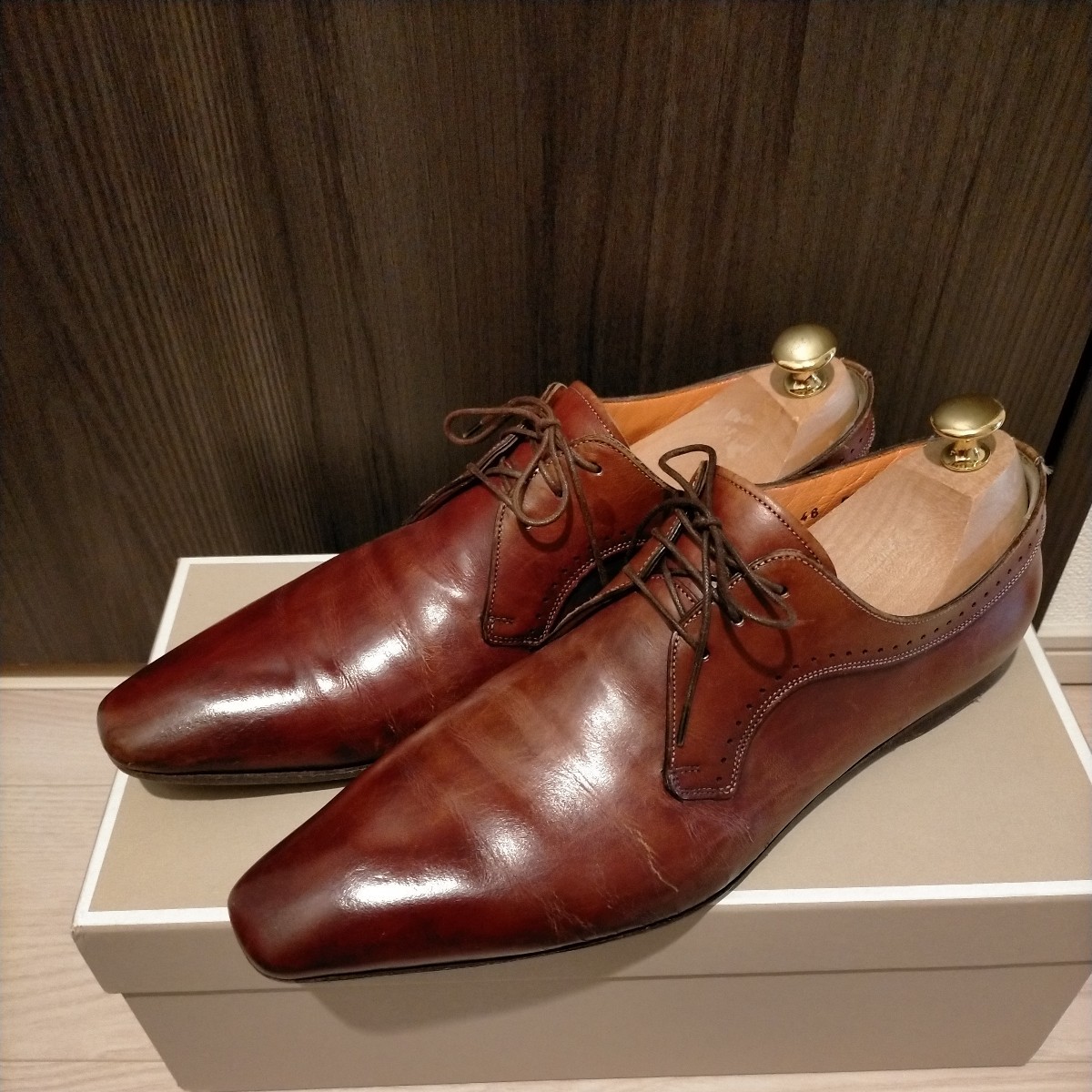 名作 【即日匿名発送】SANTONI サントーニ 8.5 ワインレッド レザー